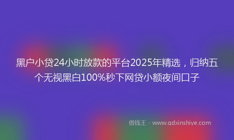 黑户小贷24小时放款的平台2025年精选，归纳五个无视黑白100%秒下网贷小额夜间口子