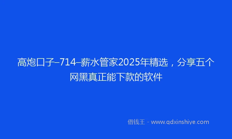 高炮口子–714–薪水管家2025年精选，分享五个网黑真正能下款的软件