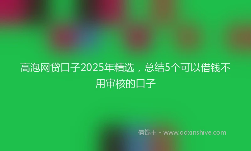 高泡网贷口子2025年精选，总结5个可以借钱不用审核的口子