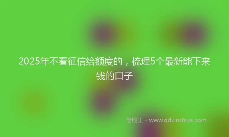 2025年不看征信给额度的，梳理5个最新能下来钱的口子