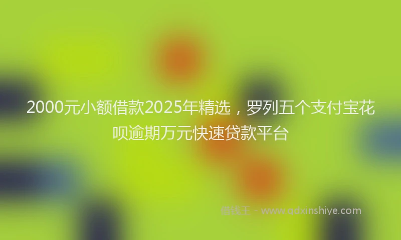 2000元小额借款2025年精选，罗列五个支付宝花呗逾期万元快速贷款平台
