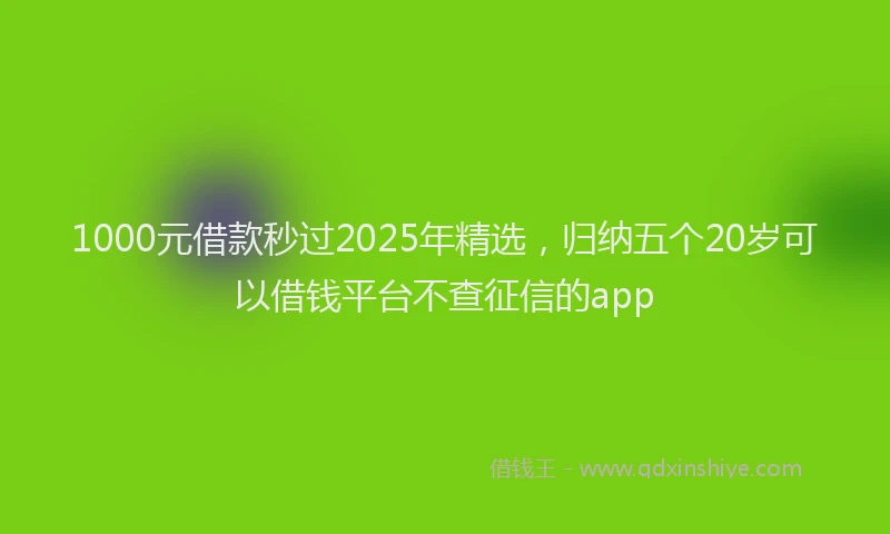 1000元借款秒过2025年精选，归纳五个20岁可以借钱平台不查征信的app