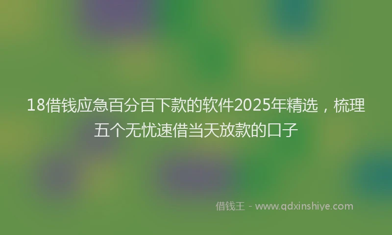 18借钱应急百分百下款的软件2025年精选，梳理五个无忧速借当天放款的口子