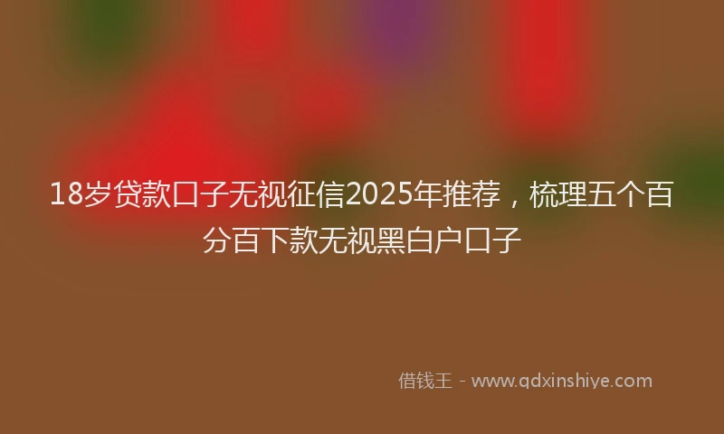 18岁贷款口子无视征信2025年推荐，梳理五个百分百下款无视黑白户口子