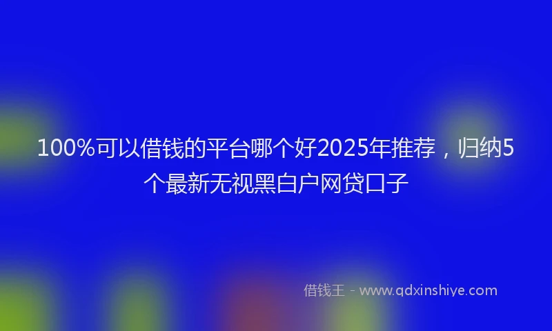 100%可以借钱的平台哪个好2025年推荐，归纳5个最新无视黑白户网贷口子