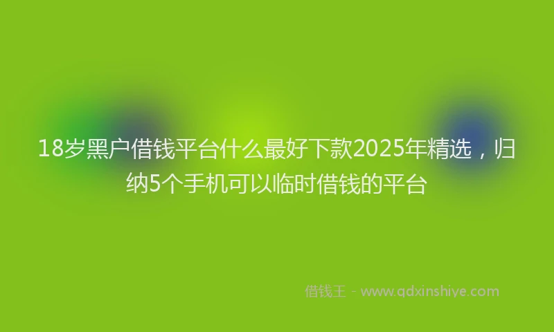 18岁黑户借钱平台什么最好下款2025年精选，归纳5个手机可以临时借钱的平台