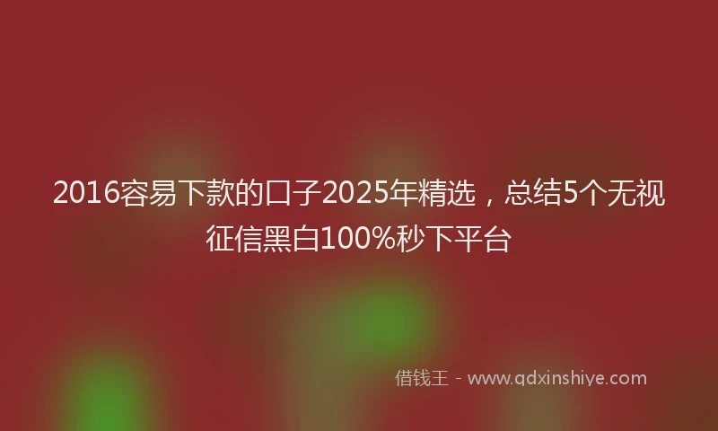 2016容易下款的口子2025年精选，总结5个无视征信黑白100%秒下平台