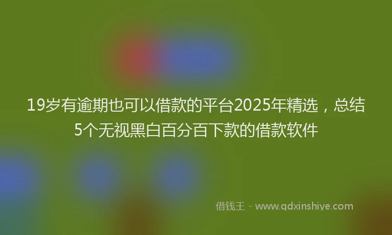 19岁有逾期也可以借款的平台2025年精选，总结5个无视黑白百分百下款的借款软件