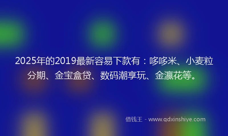 2025年的2019最新容易下款有：哆哆米、小麦粒分期、金宝盒贷、数码潮享玩、金瀛花等。