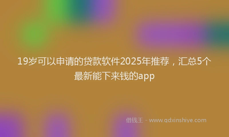 19岁可以申请的贷款软件2025年推荐，汇总5个最新能下来钱的app