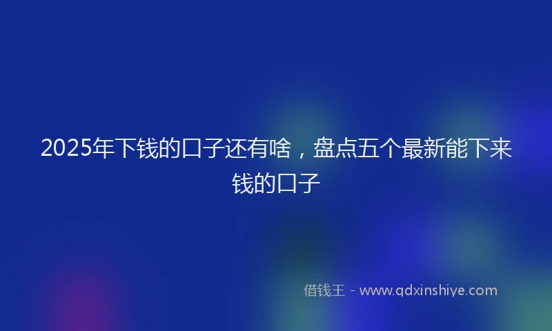 2025年下钱的口子还有啥，盘点五个最新能下来钱的口子