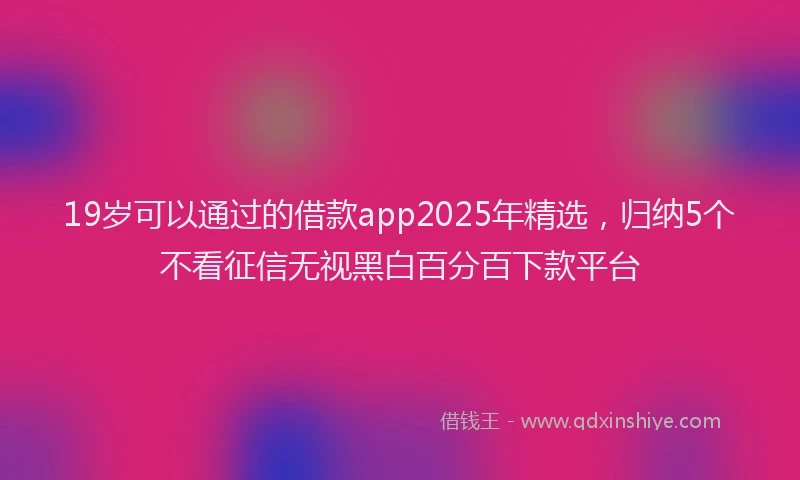 19岁可以通过的借款app2025年精选，归纳5个不看征信无视黑白百分百下款平台