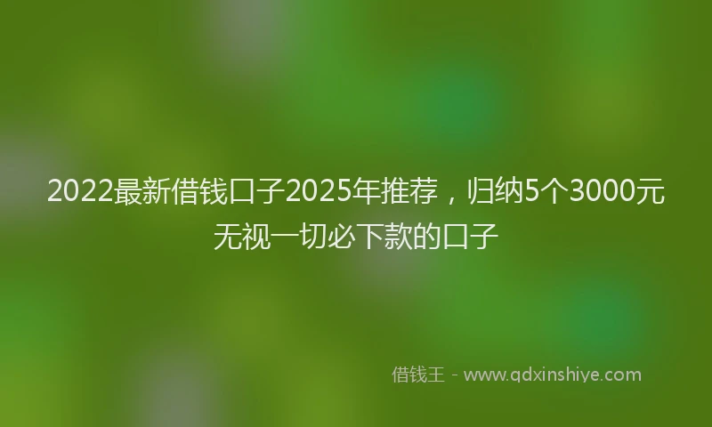 2022最新借钱口子2025年推荐，归纳5个3000元无视一切必下款的口子