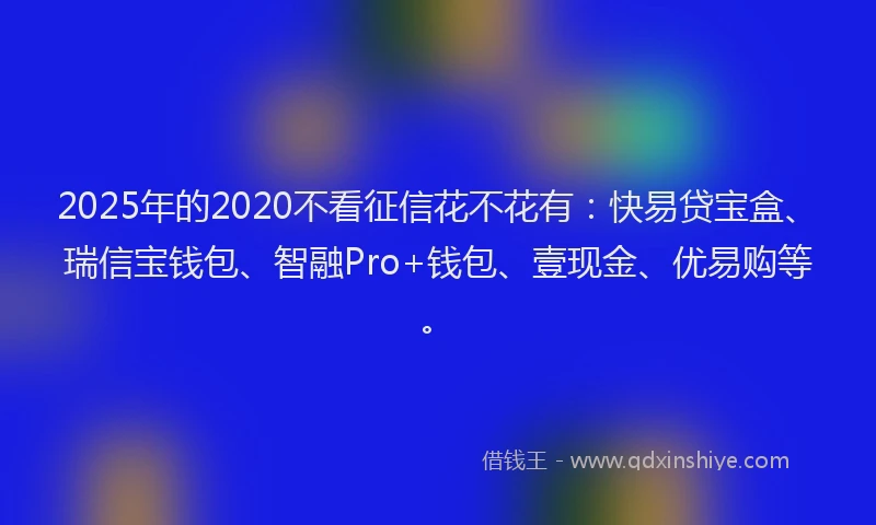 2025年的2020不看征信花不花有：快易贷宝盒、瑞信宝钱包、智融Pro+钱包、壹现金、优易购等。
