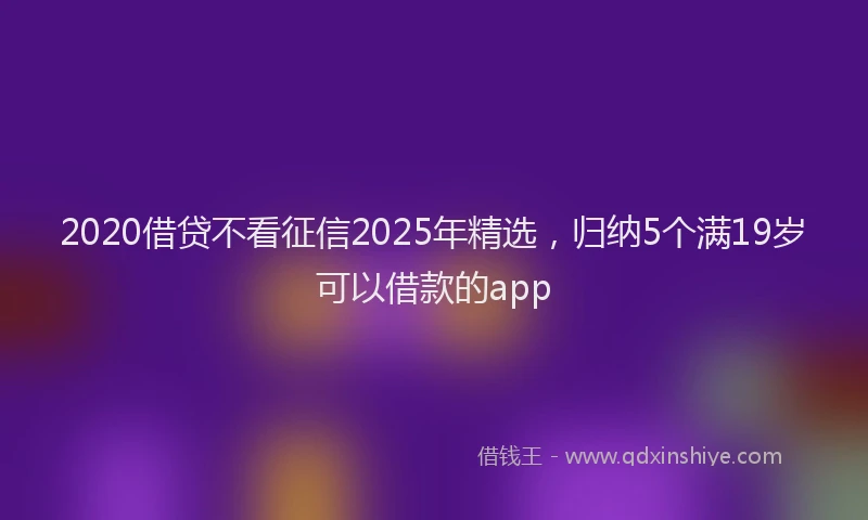 2020借贷不看征信2025年精选，归纳5个满19岁可以借款的app
