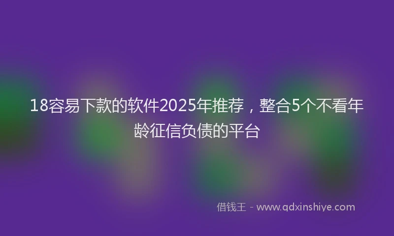 18容易下款的软件2025年推荐，整合5个不看年龄征信负债的平台