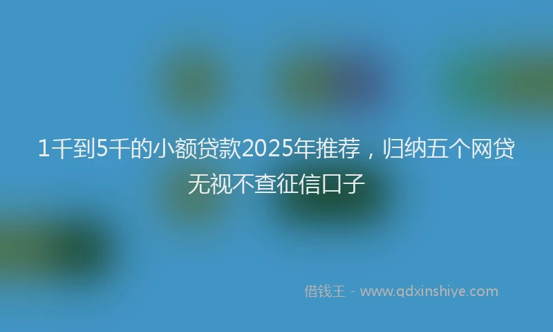 1千到5千的小额贷款2025年推荐，归纳五个网贷无视不查征信口子