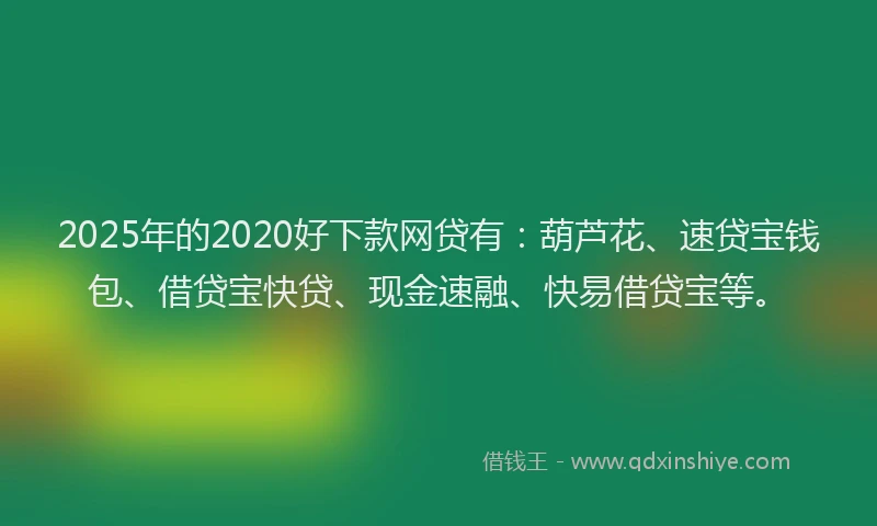 2025年的2020好下款网贷有：葫芦花、速贷宝钱包、借贷宝快贷、现金速融、快易借贷宝等。