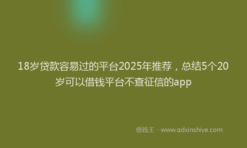 18岁贷款容易过的平台2025年推荐，总结5个20岁可以借钱平台不查征信的app