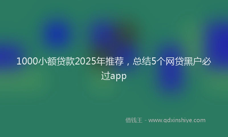 1000小额贷款2025年推荐，总结5个网贷黑户必过app
