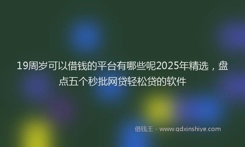 19周岁可以借钱的平台有哪些呢2025年精选，盘点五个秒批网贷轻松贷的软件