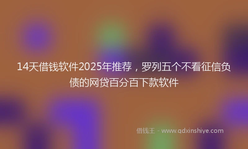 14天借钱软件2025年推荐，罗列五个不看征信负债的网贷百分百下款软件