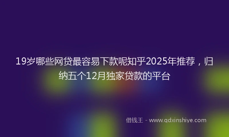 19岁哪些网贷最容易下款呢知乎2025年推荐，归纳五个12月独家贷款的平台