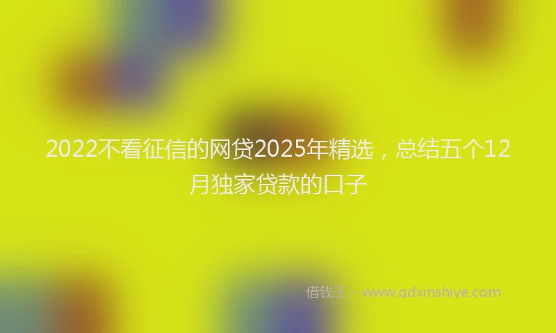 2022不看征信的网贷2025年精选，总结五个12月独家贷款的口子