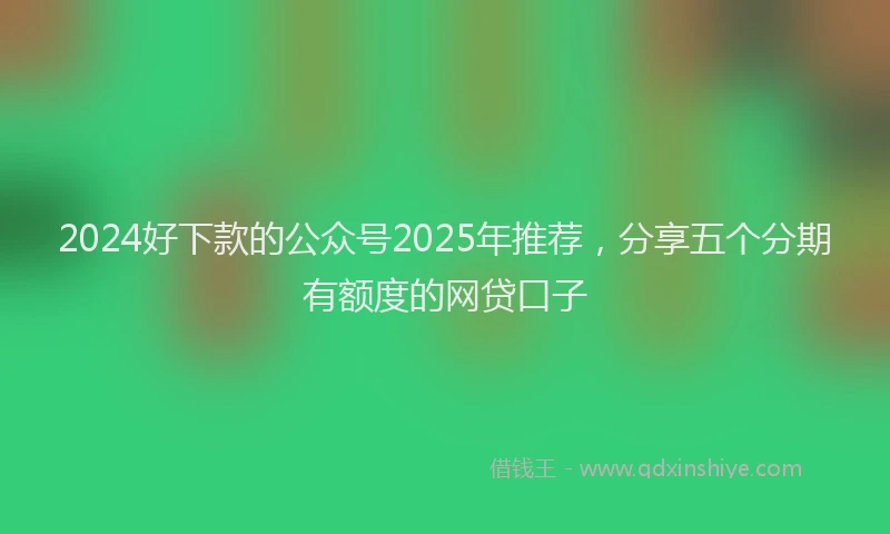 2024好下款的公众号2025年推荐，分享五个分期有额度的网贷口子
