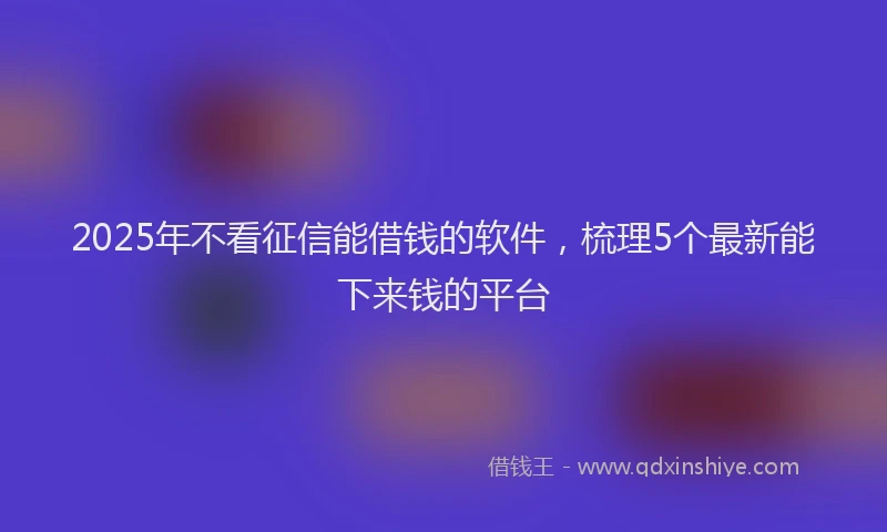 2025年不看征信能借钱的软件，梳理5个最新能下来钱的平台