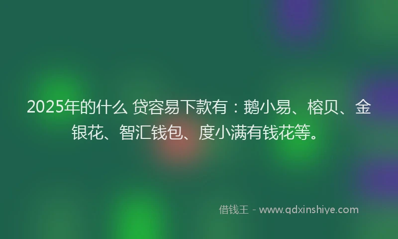 2025年的什么 贷容易下款有：鹅小易、榕贝、金银花、智汇钱包、度小满有钱花等。