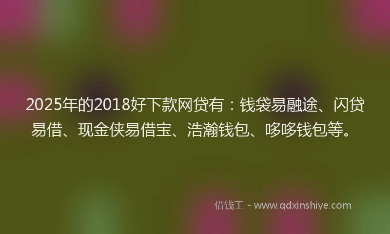 2025年的2018好下款网贷有：钱袋易融途、闪贷易借、现金侠易借宝、浩瀚钱包、哆哆钱包等。