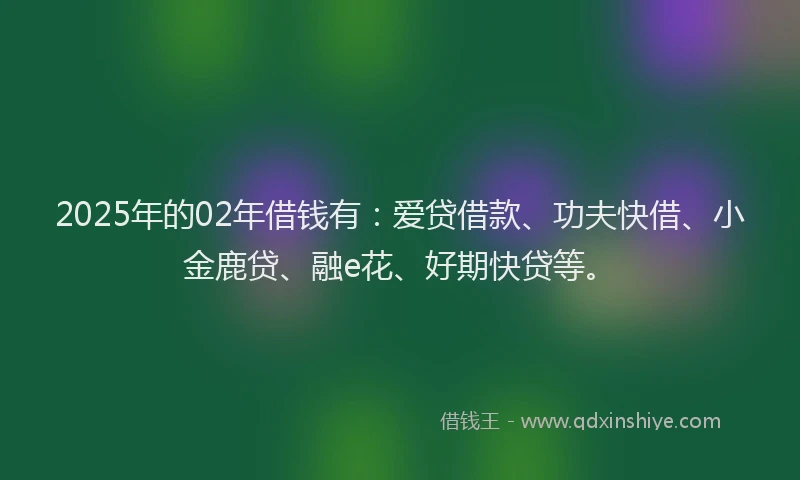 2025年的02年借钱有：爱贷借款、功夫快借、小金鹿贷、融e花、好期快贷等。