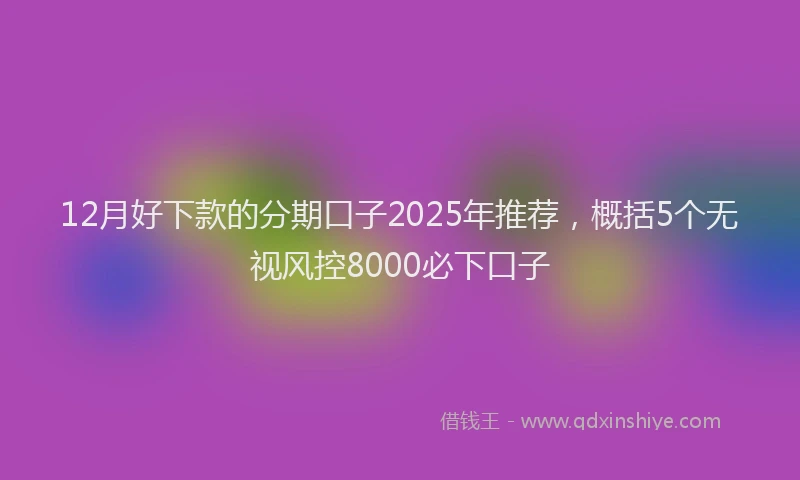 12月好下款的分期口子2025年推荐，概括5个无视风控8000必下口子