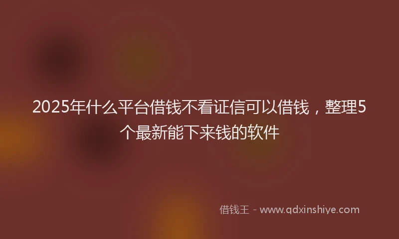 2025年什么平台借钱不看证信可以借钱，整理5个最新能下来钱的软件