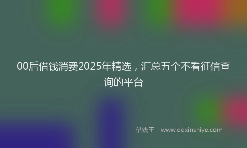 00后借钱消费2025年精选，汇总五个不看征信查询的平台