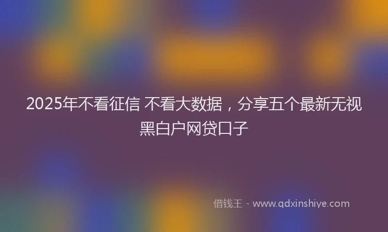 2025年不看征信 不看大数据，分享五个最新无视黑白户网贷口子