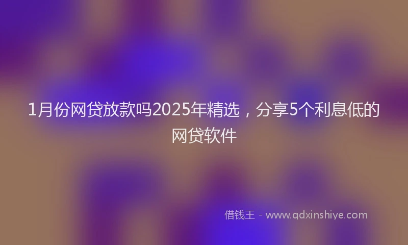 1月份网贷放款吗2025年精选，分享5个利息低的网贷软件