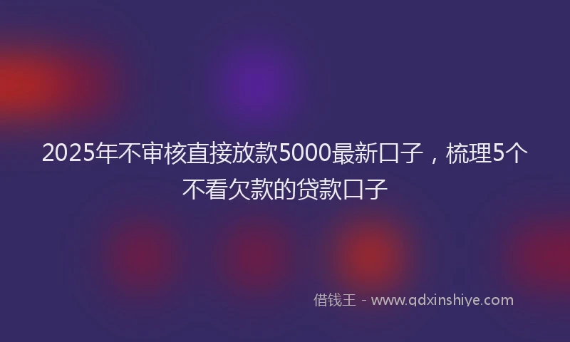 2025年不审核直接放款5000最新口子，梳理5个不看欠款的贷款口子