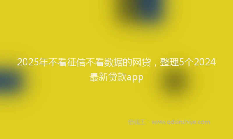2025年不看征信不看数据的网贷，整理5个2024最新贷款app