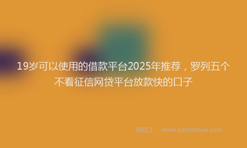 19岁可以使用的借款平台2025年推荐，罗列五个不看征信网贷平台放款快的口子
