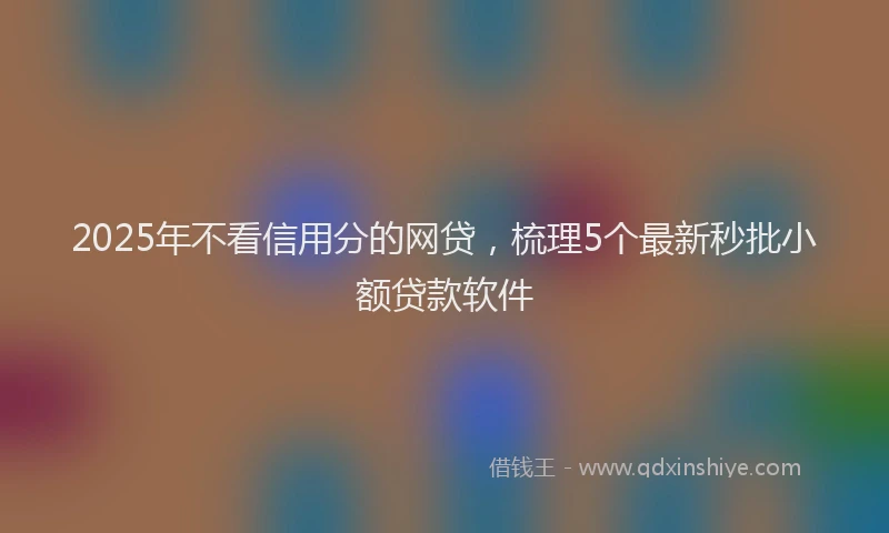 2025年不看信用分的网贷，梳理5个最新秒批小额贷款软件
