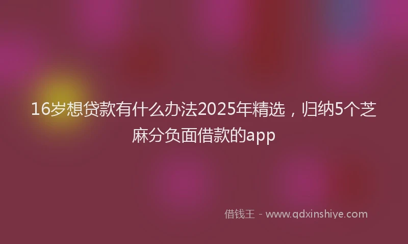 16岁想贷款有什么办法2025年精选，归纳5个芝麻分负面借款的app