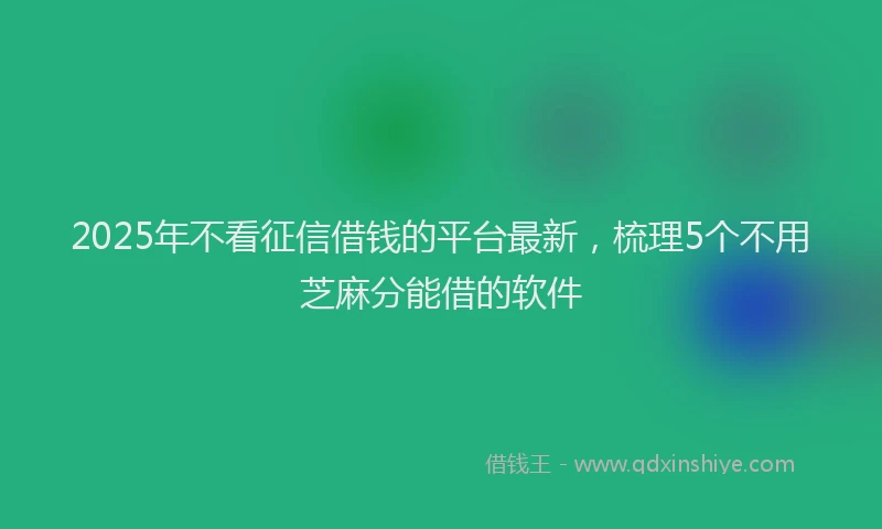 2025年不看征信借钱的平台最新，梳理5个不用芝麻分能借的软件