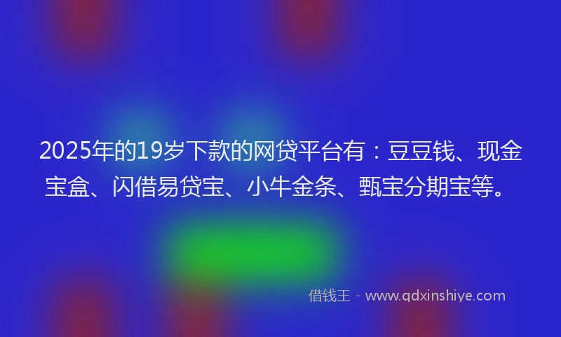 2025年的19岁下款的网贷平台有：豆豆钱、现金宝盒、闪借易贷宝、小牛金条、甄宝分期宝等。