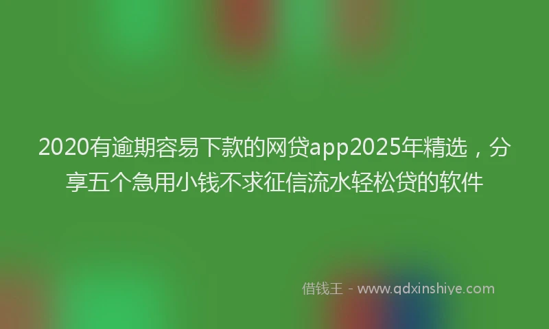 2020有逾期容易下款的网贷app2025年精选，分享五个急用小钱不求征信流水轻松贷的软件