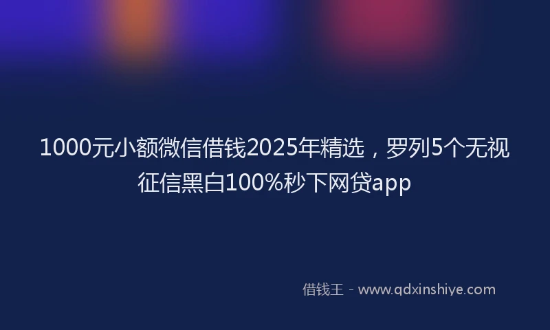 1000元小额微信借钱2025年精选，罗列5个无视征信黑白100%秒下网贷app