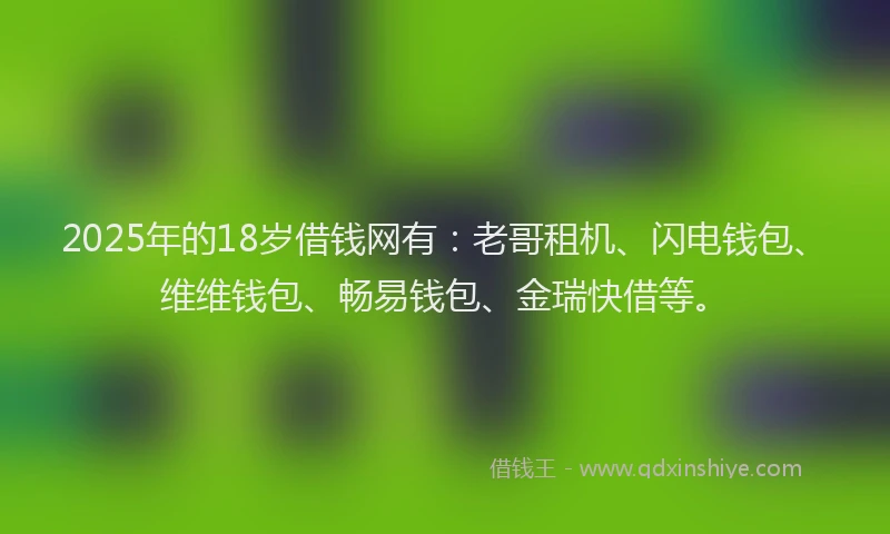 2025年的18岁借钱网有：老哥租机、闪电钱包、维维钱包、畅易钱包、金瑞快借等。
