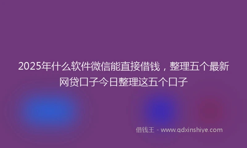 2025年什么软件微信能直接借钱，整理五个最新网贷口子今日整理这五个口子