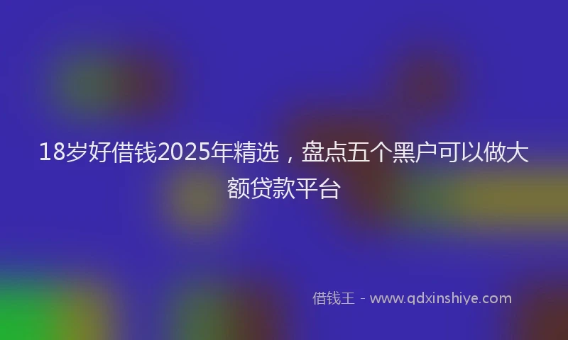 18岁好借钱2025年精选，盘点五个黑户可以做大额贷款平台